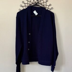 Vintage Navy Button-Front Cardigan Sweater